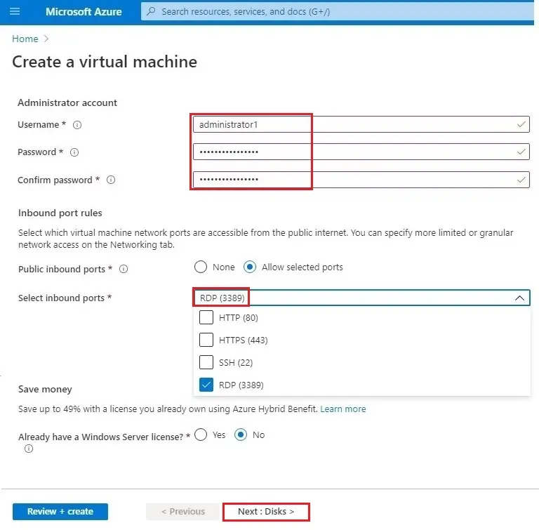 azure create a new virtual machine