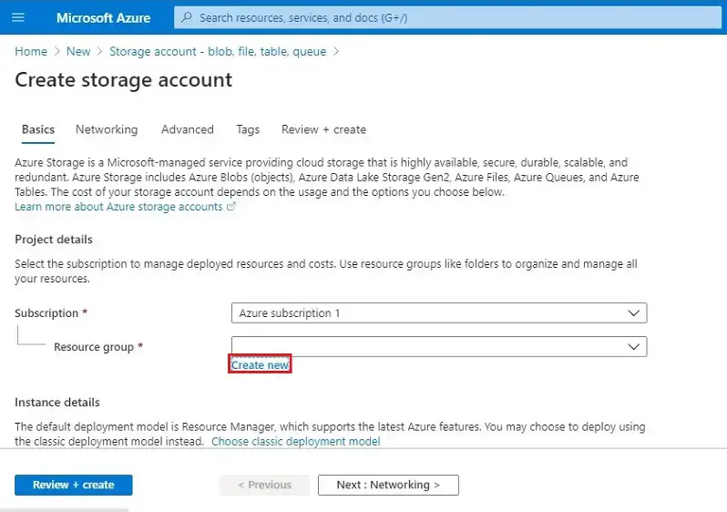 azure create storage account