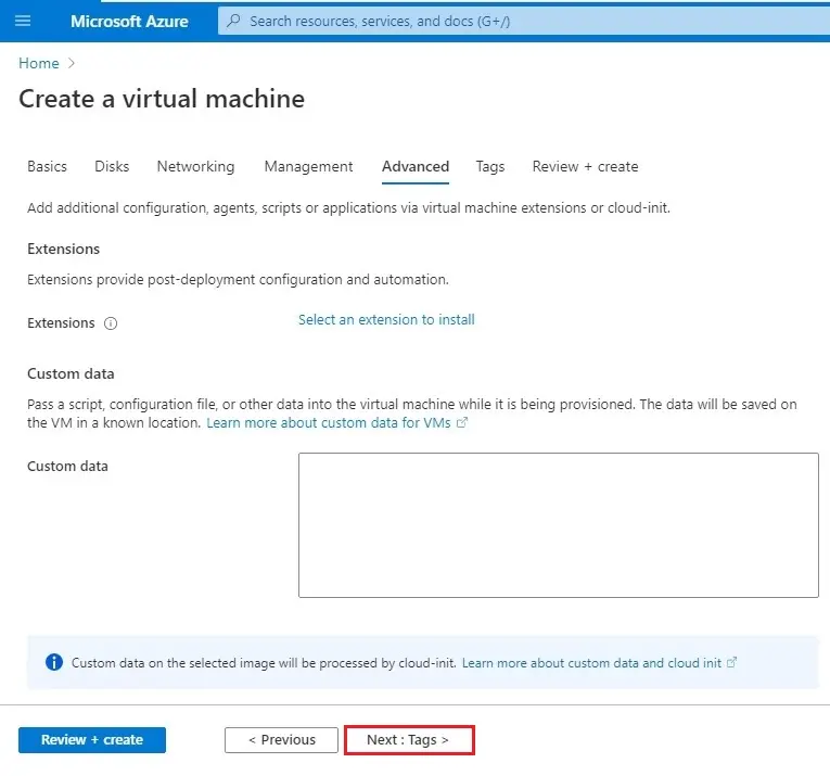 azure create vm advanced