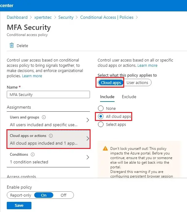 azure new policy cloud apps
