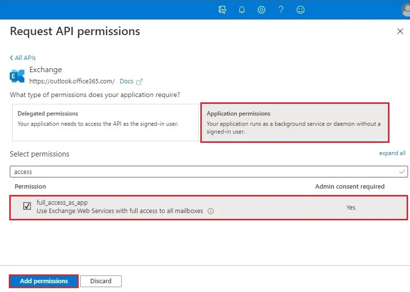 azure request api permissions access