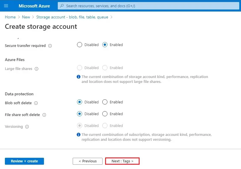 azure storage account advanced