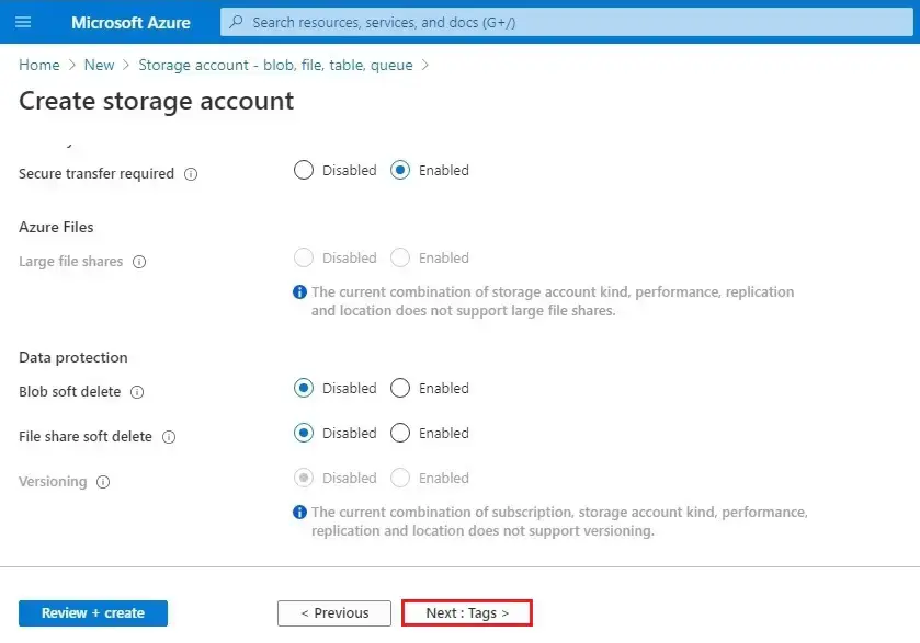 azure storage account advanced