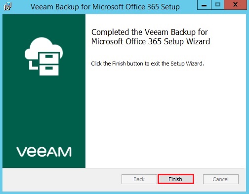 completed veeam office 365 wizard