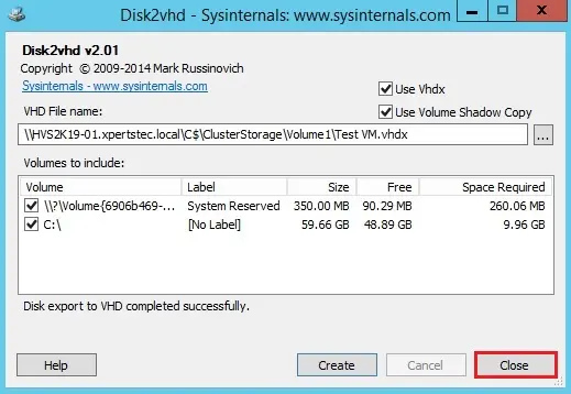 disk2vhd sysinternals