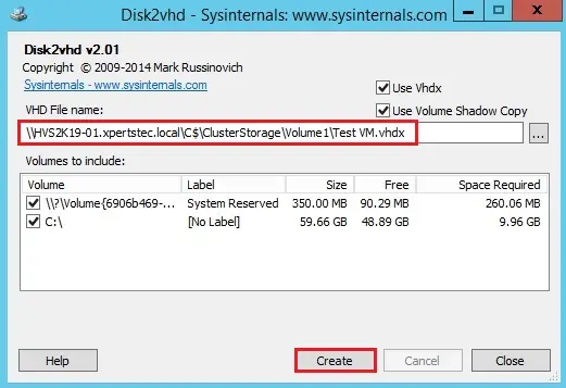 disk2vhd sysinternals