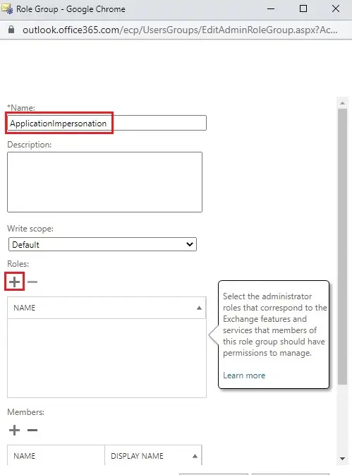 exchange admin center add permissions