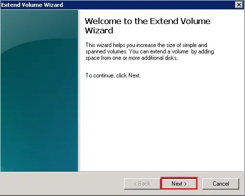 increase vm volume wizard