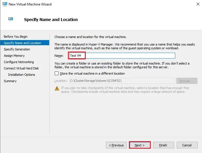 hyper v virtual machine location