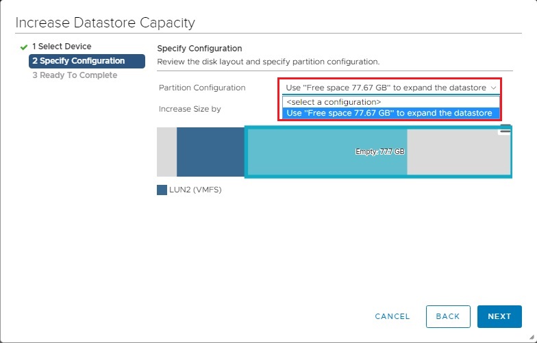 increase datastore details