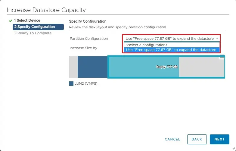 increase datastore details