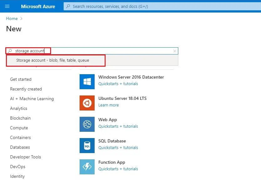 microsoft azure new resource