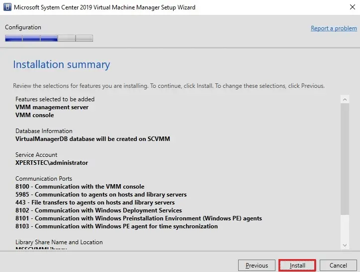 virtual machine manager installation summary