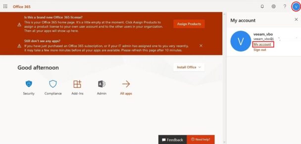 microsoft account for office 365