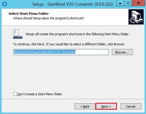 setup starwind v2v star menu