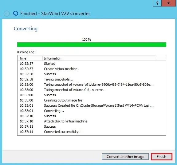 starwind v2v converter finish