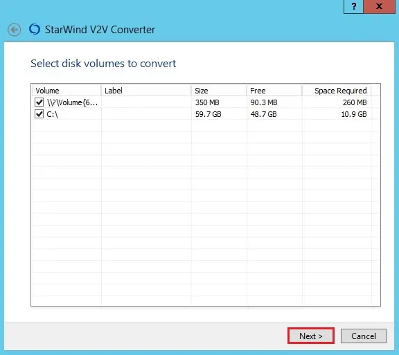 starwind v2v converter volume