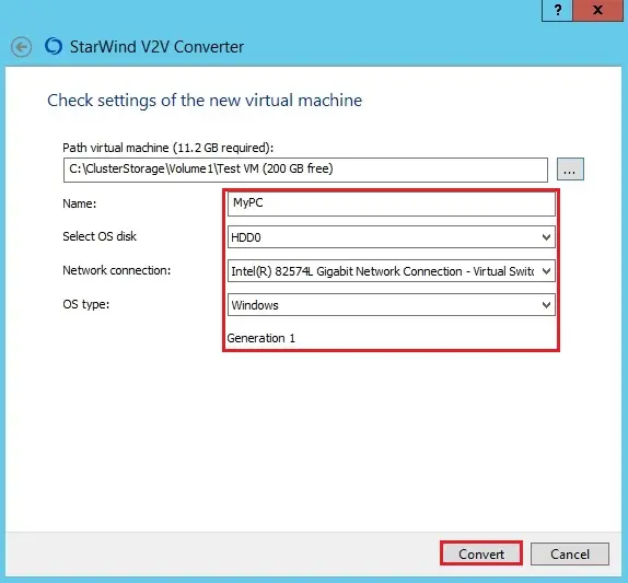 starwind v2v virtual machine location