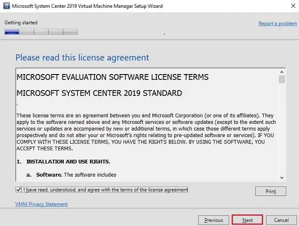 system center wizard license agreement