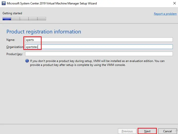 system center wizard product registration