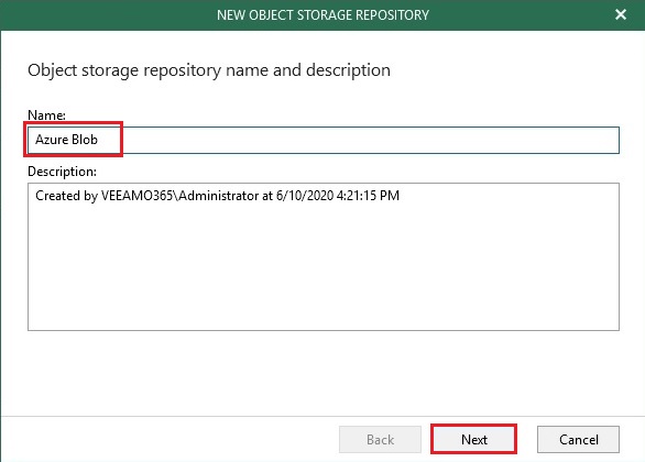 veeam add object storage repository name