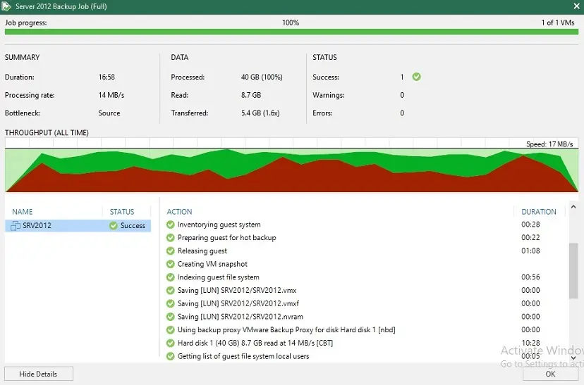 veeam backup job full progress