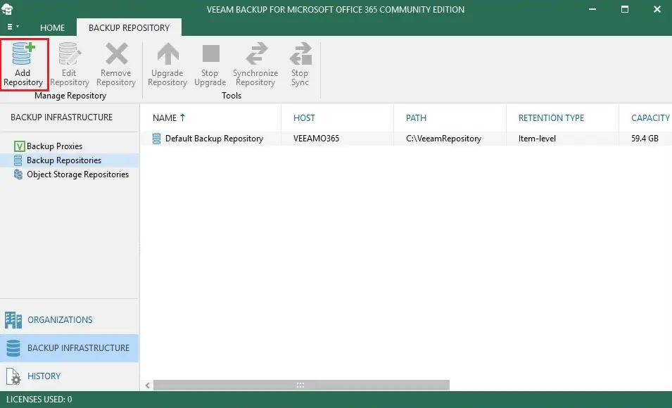 veeam backup office 365 console