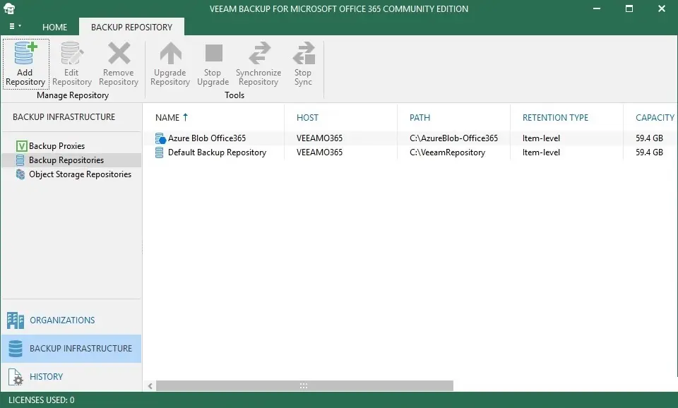 veeam backup office 365 console