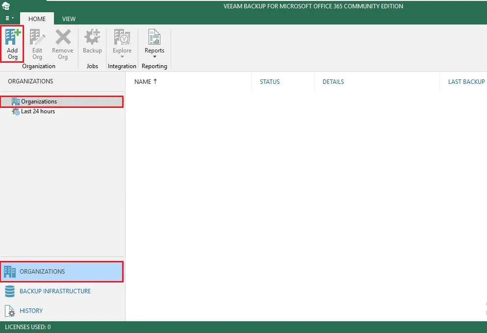 veeam backup office 365 console