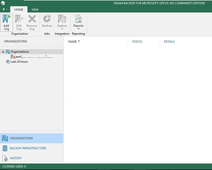veeam backup office 365 console
