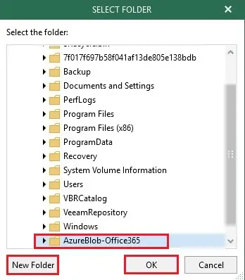 veeam backup repository select folder