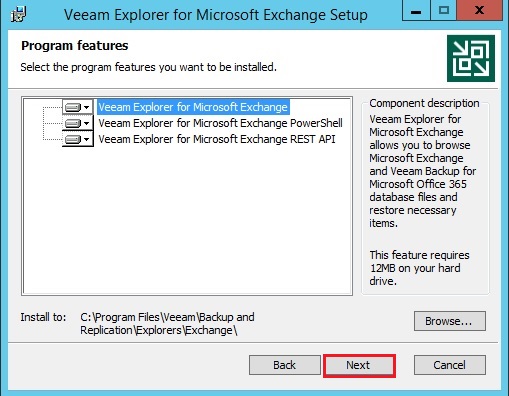 veeam explorer for exchange setup