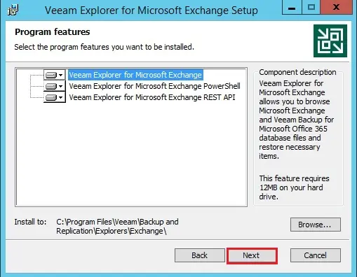 veeam explorer for exchange setup