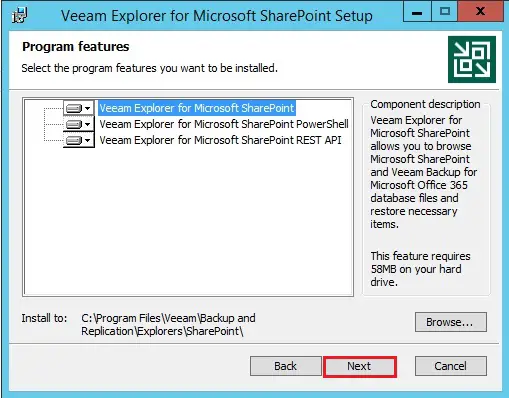 veeam explorer for sharepoint setup