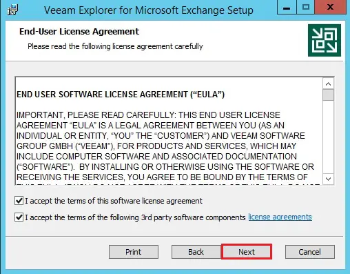 veeam explorer license agreement