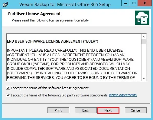 veeam for office 365 license agreement