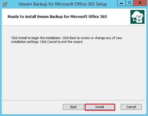 veeam for office 365 ready to install