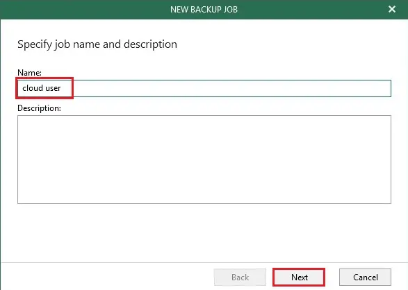 veeam new backup job