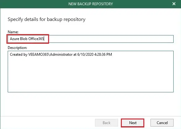 veeam new backup repository name