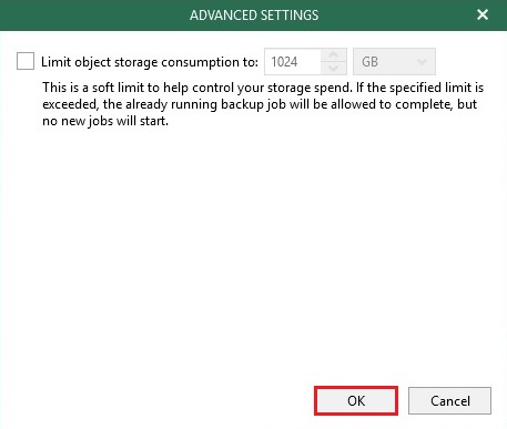 veeam object storage advanced settings