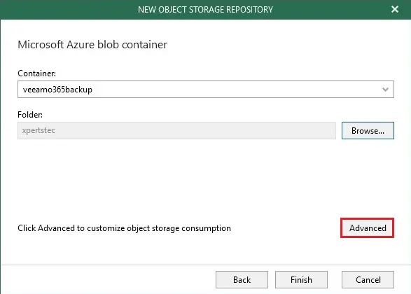 veeam object storage container