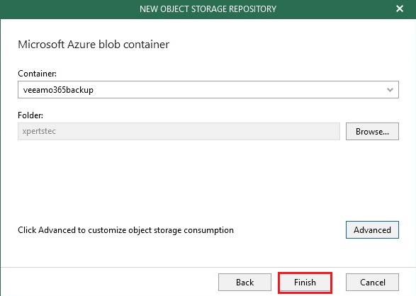 veeam object storage container