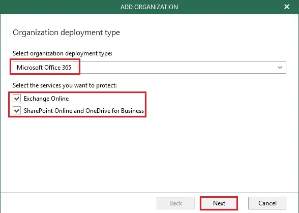 veeam select organization deployment kit