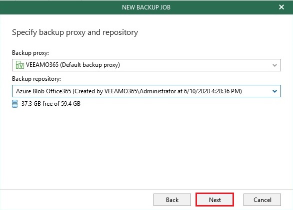 veeam specify backup proxy and repository