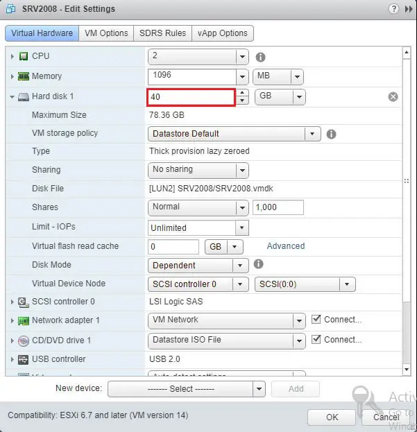 virtual machine edit settings