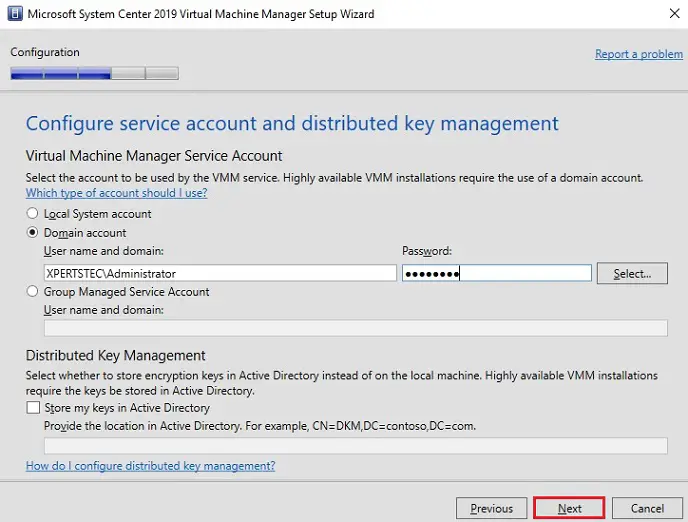 virtual machine manager service accounts