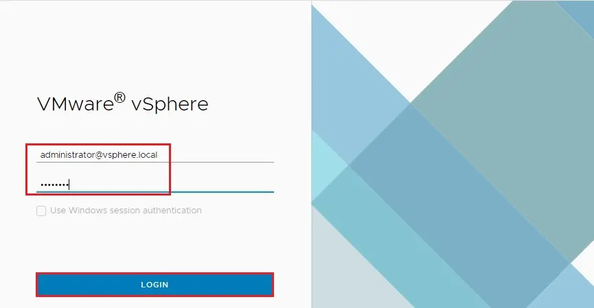 vsphere client login