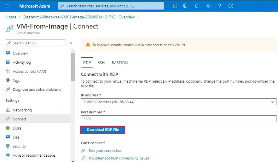 azure download rdp