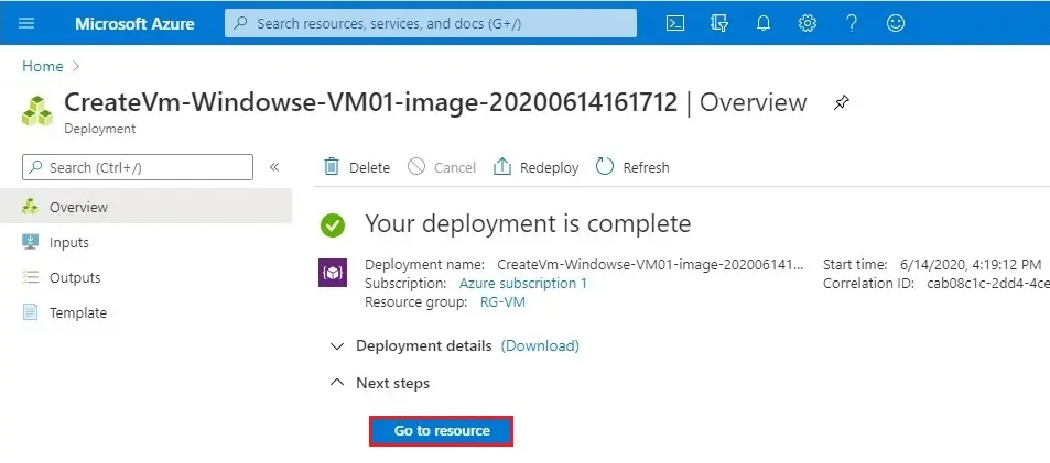 azure go to resource