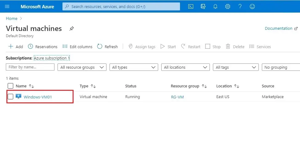 azure portal virtual machine